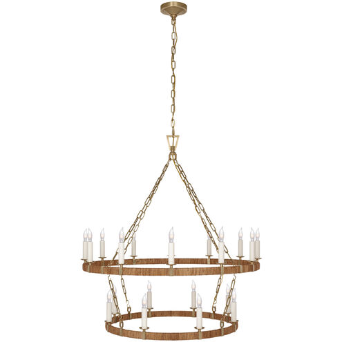 Chapman & Myers Darlana5 LED 39.25 inch Antique-Burnished Brass and Natural Rattan Two Tier Chandelier Ceiling Light, Large