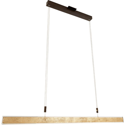 Zeitlos LED 52 inch Gold Leaf with Bronze Linear Pendant Ceiling Light, Luce Elevata Linea