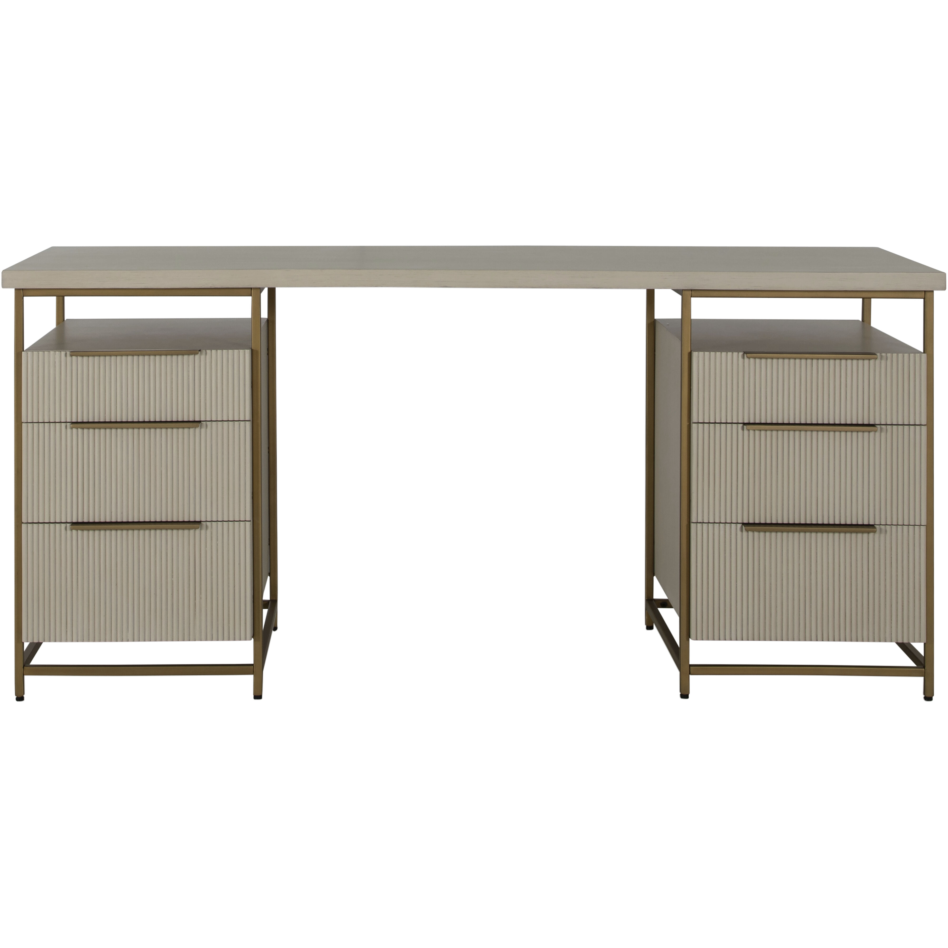 Rowen 66 X 25 inch Sesame White and Brushed Brass Desk