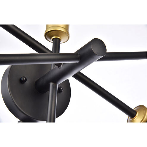 Axel 5 Light 25 inch Black and Brass Wall Sconce Wall Light