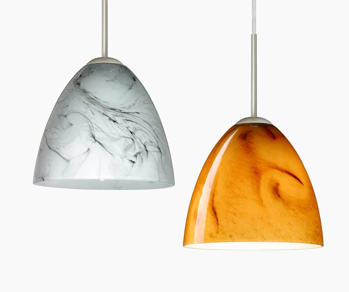 Vila 1 Light Satin Nickel Pendant Ceiling Light in Opal Matte Glass, Incandescent