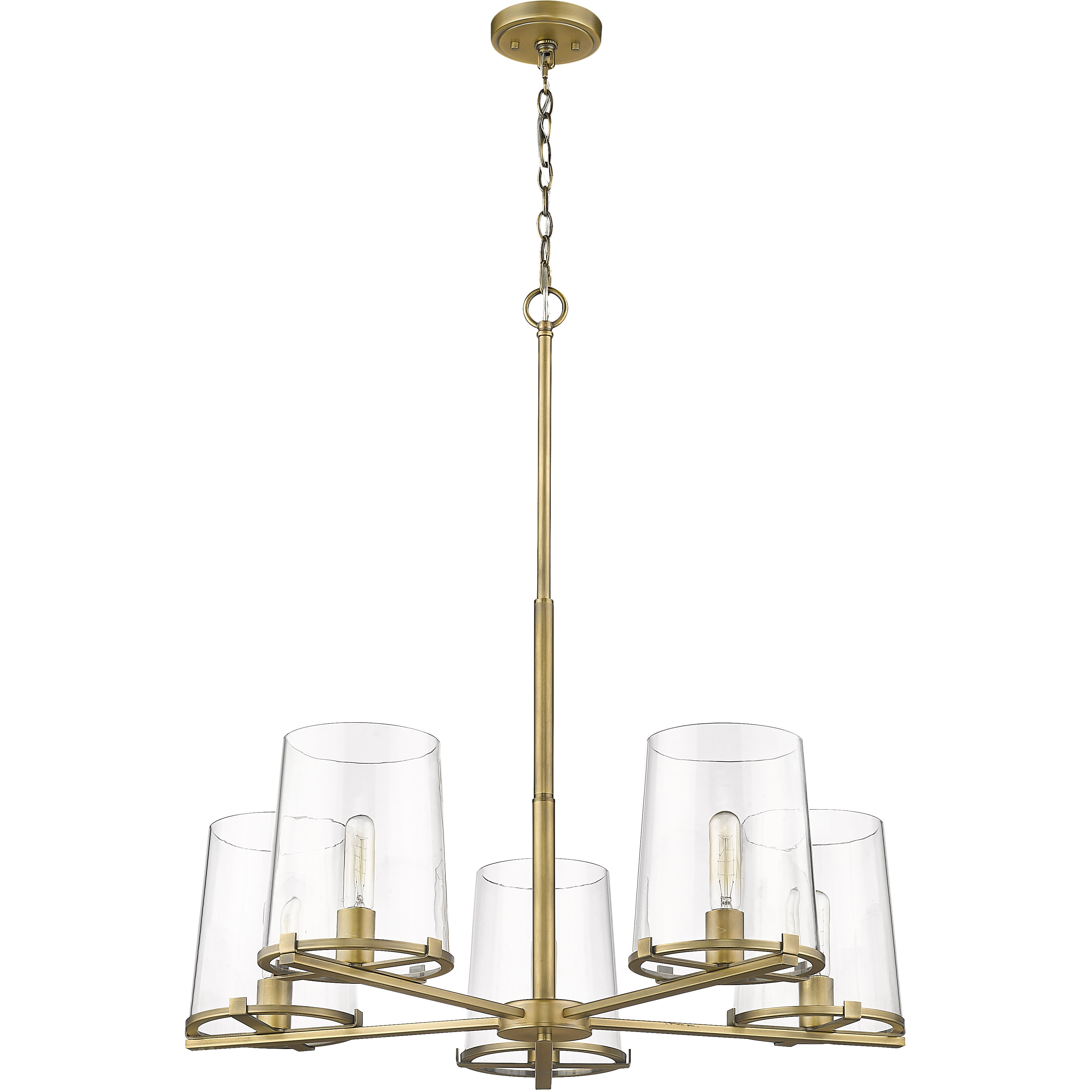 Callista 5 Light 33 inch Rubbed Brass Chandelier Ceiling Light