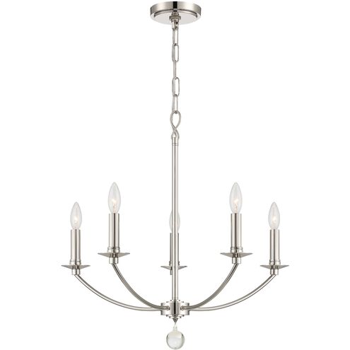 Mila 5 Light 23 inch Polished Nickel Chandelier Ceiling Light