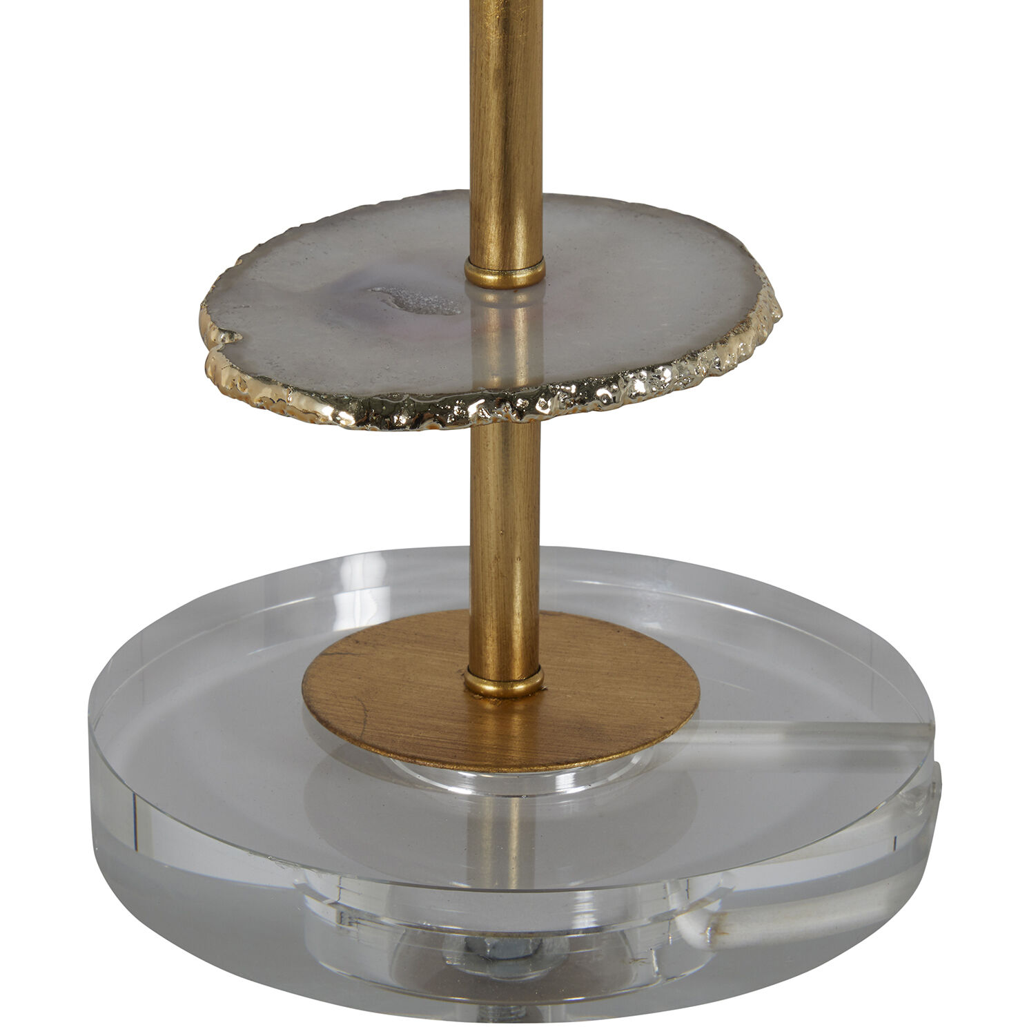 Gianna 33.25 inch Vintage Gold / Natural Agate / White Linen Fabric Table Lamp Portable Light