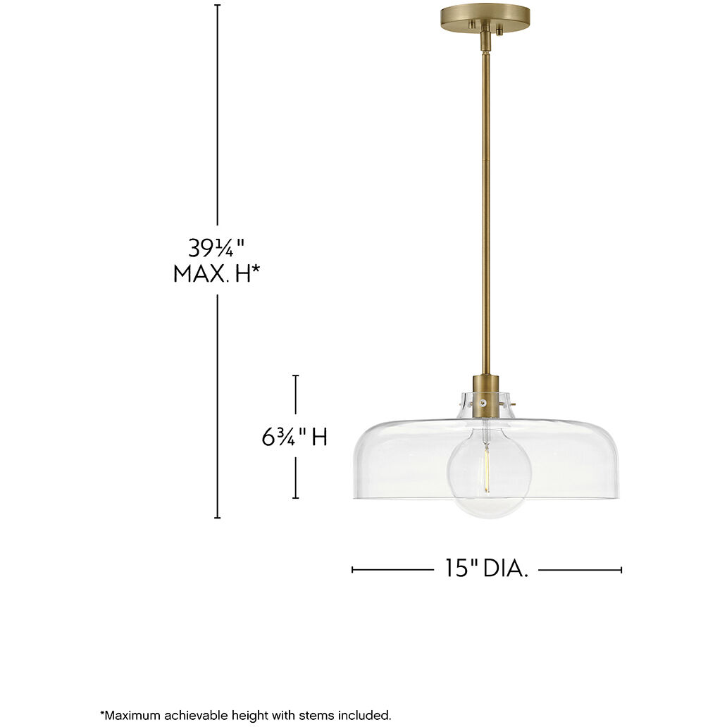 Maisie 1 Light 15 inch Lacquered Brass Pendant Ceiling Light in Clear