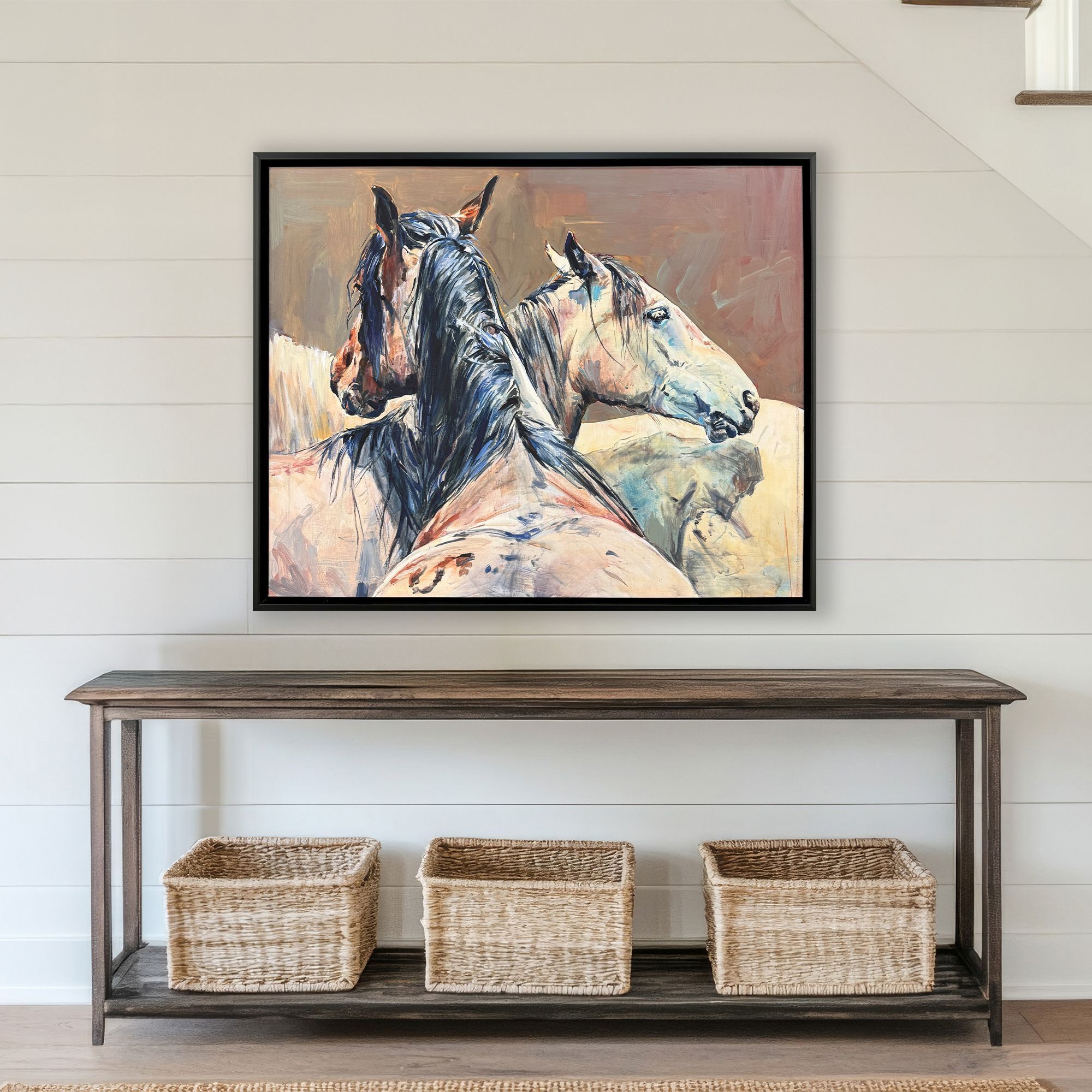 Shades of Gray Black and Beige and Brown and Multi Canvas