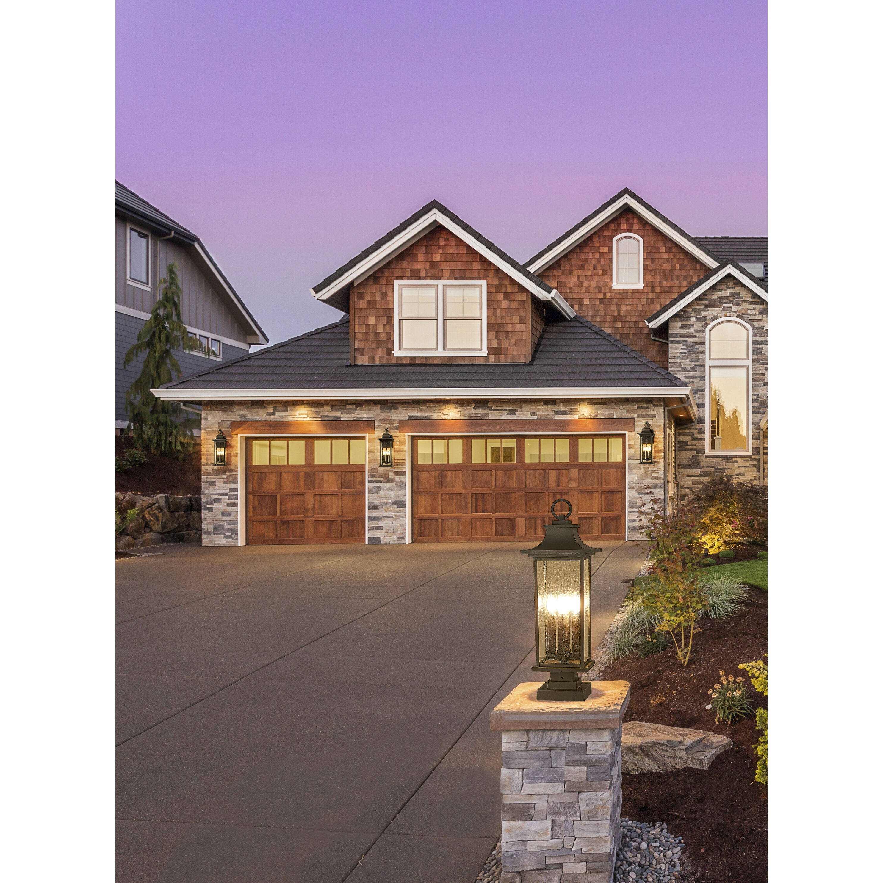 Tiberius 4 Light 27 inch Black Outdoor Pier Mounted Fixture