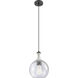 Astor 1 Light 8 inch Matte Black Mini Pendant Ceiling Light in Seedy Glass