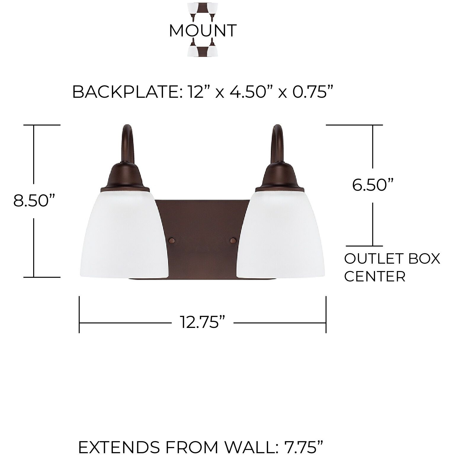 Trenton 2 Light 13 inch Bronze Vanity Light Wall Light