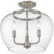 Joliet 3 Light 15.75 inch Brushed Nickel Semi Flush Mount Ceiling Light