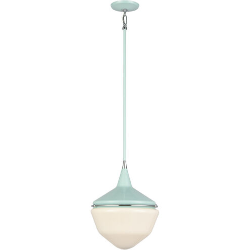 Mid-Century Schoolhouse 1 Light 12 inch Mint with Polished Chrome Mini Pendant Ceiling Light