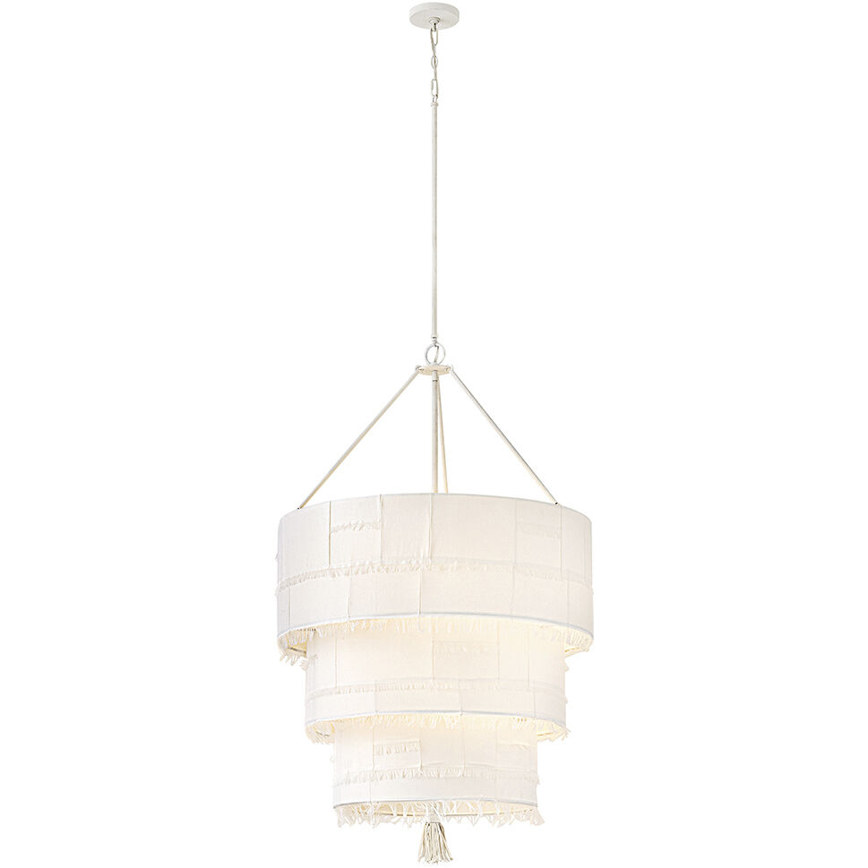 Lisa McDennon Baya 10 Light 30 inch Textured Plaster Chandelier Ceiling Light, Multi Tier