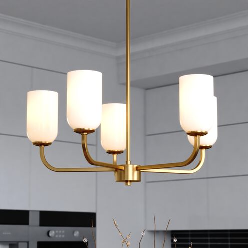 Shelby LED 26 inch Natural Brass Chandelier Ceiling Light