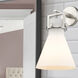 Downtown Urban Newton Cone Armed Sconce Wall Light in Satin Nickel, Matte White Glass