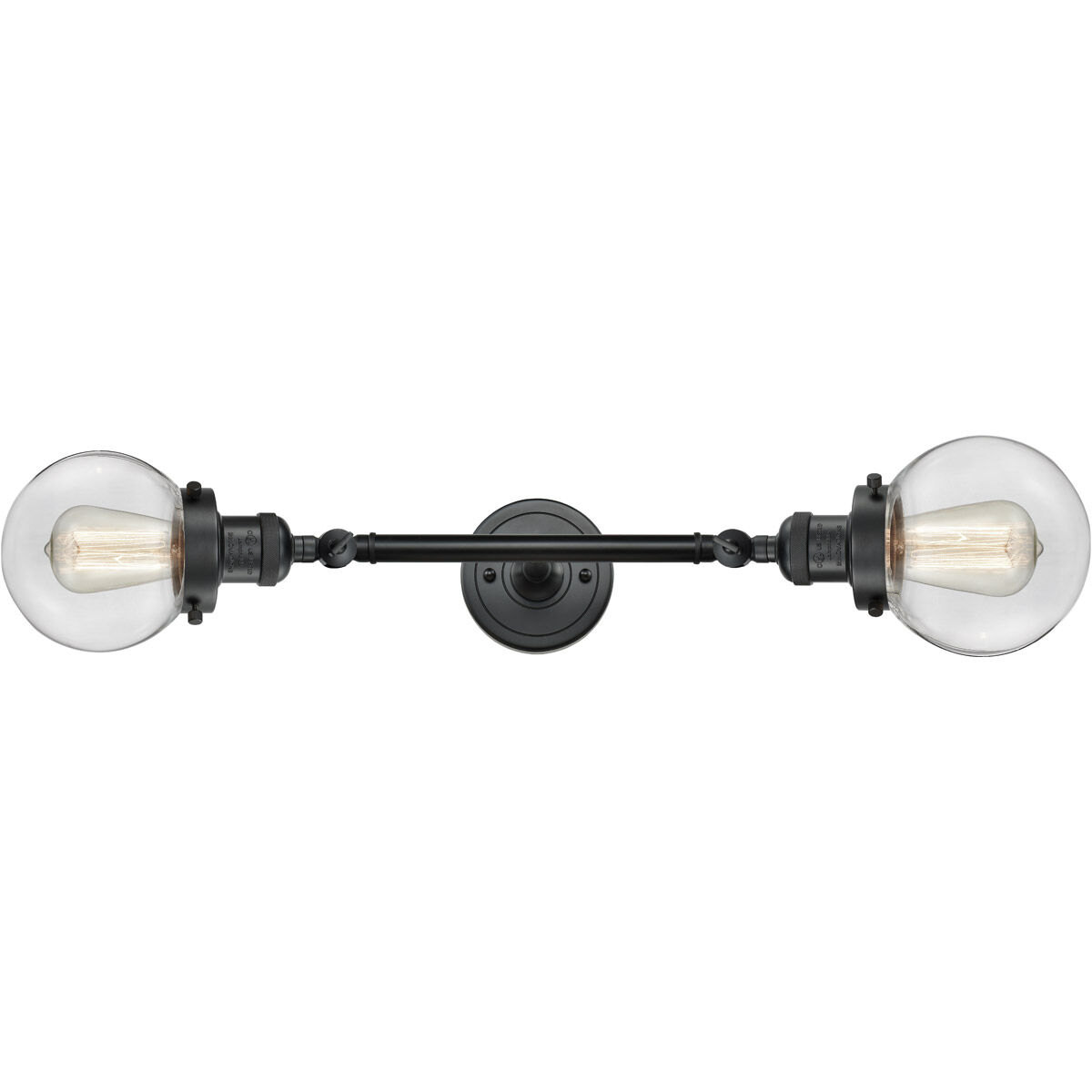 Franklin Restoration Beacon 2 Light 17 inch Matte Black Bath Vanity Light Wall Light in Clear Glass, Franklin Restoration