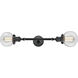 Franklin Restoration Beacon 2 Light 17 inch Matte Black Bath Vanity Light Wall Light in Clear Glass, Franklin Restoration