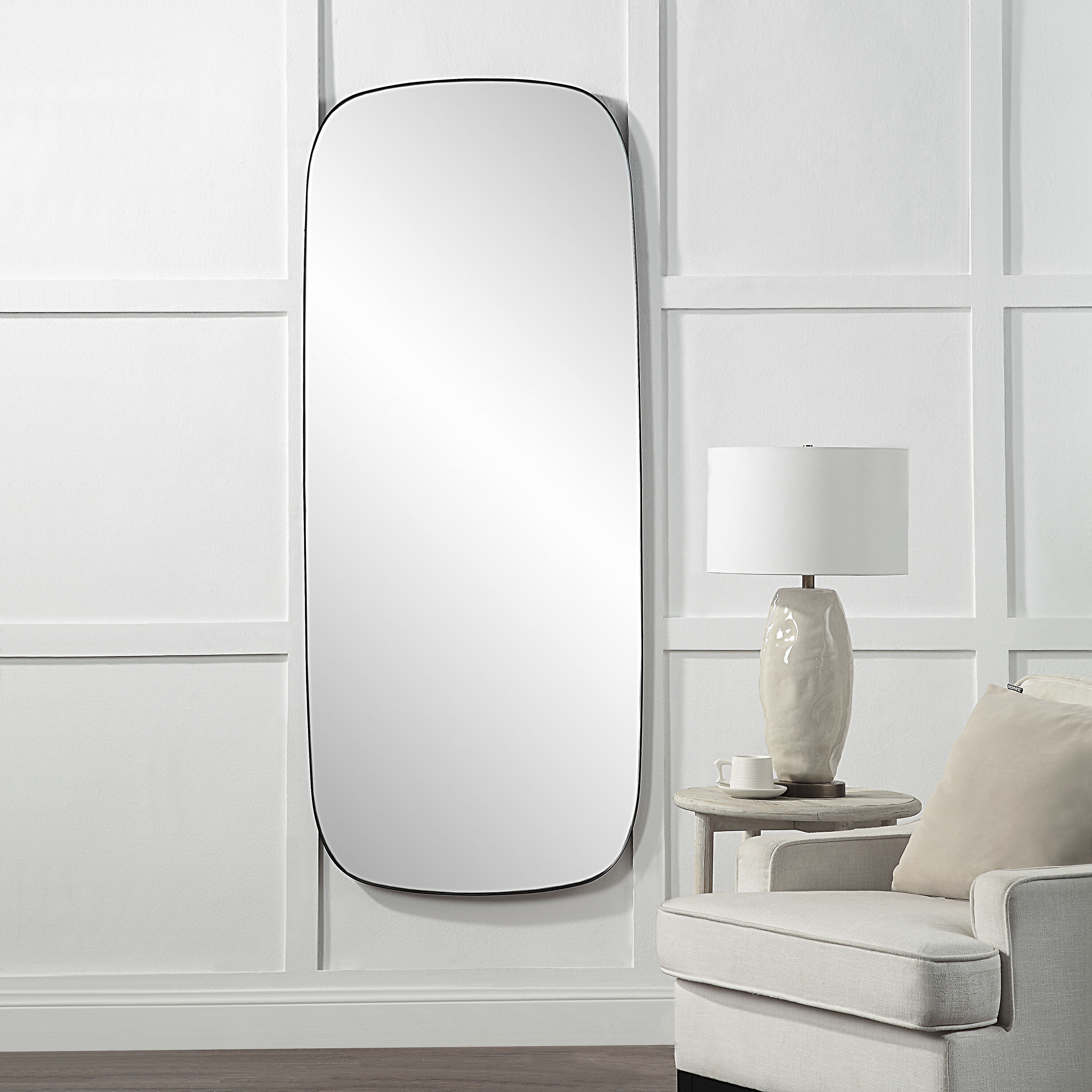 Almandine 72 X 30 inch Matte Black Wall Mirror