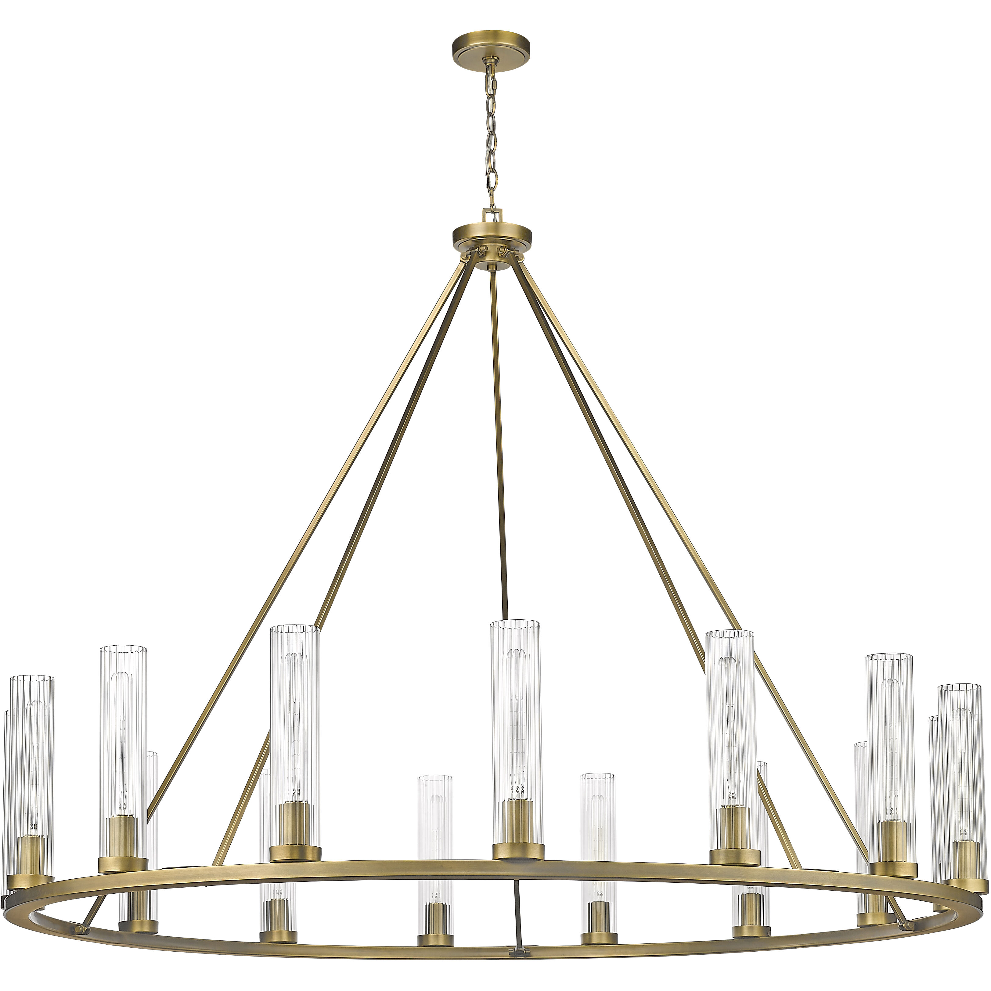 Beau 15 Light 60 inch Rubbed Brass Chandelier Ceiling Light