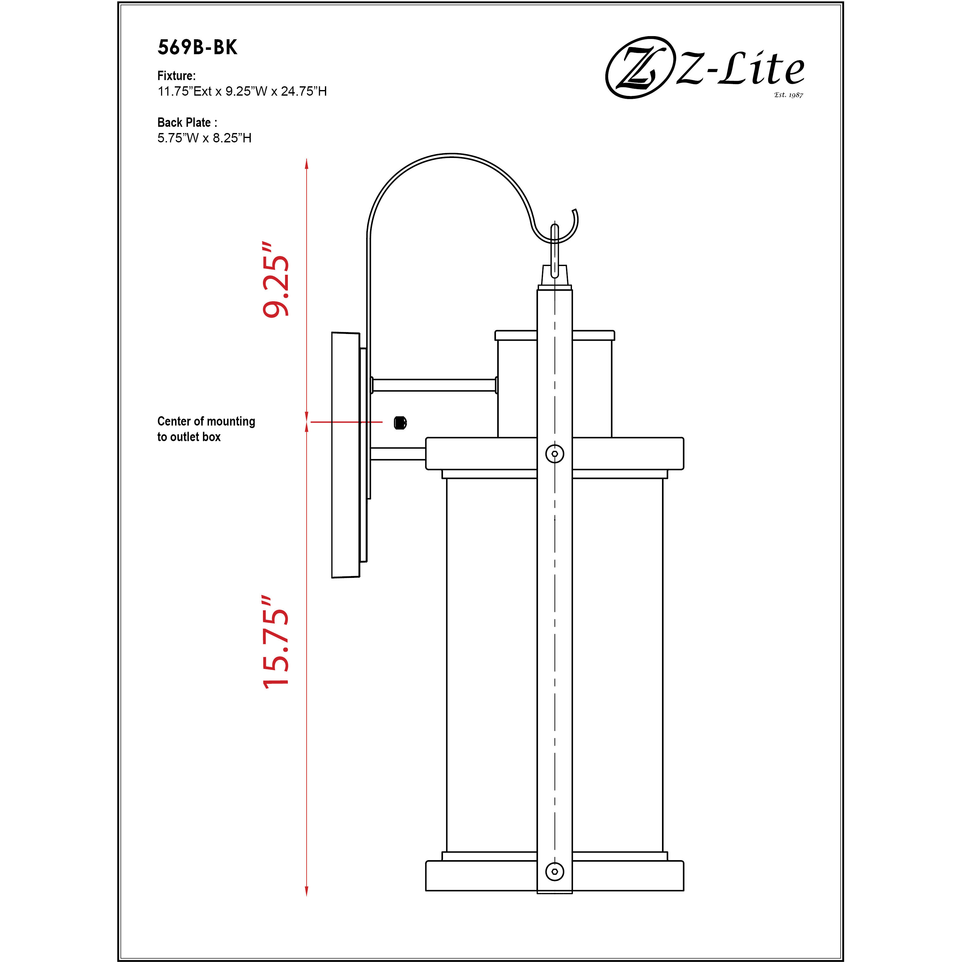 Z-Lite 569B-BK Roundhouse 1 Light 24.75 inch Black Outdoor