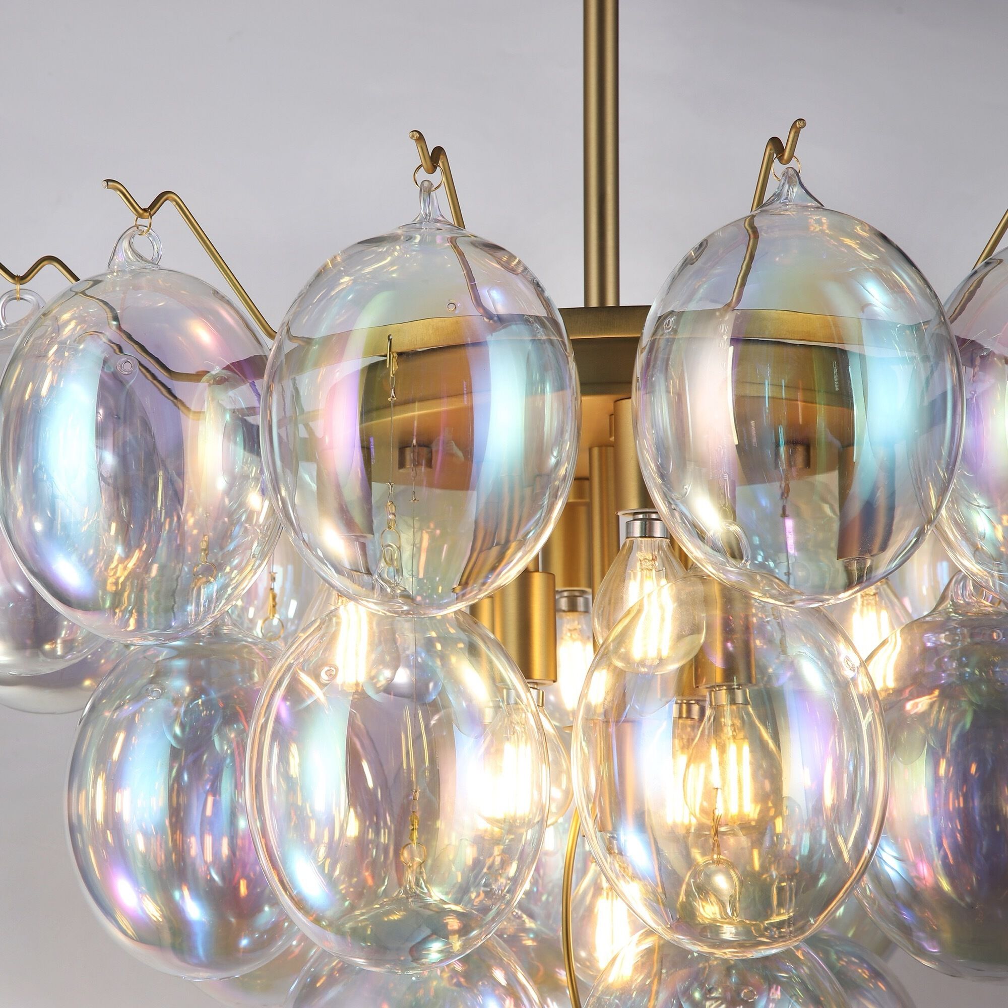 Globo LED 25 inch Brass Chandelier Ceiling Light in Iridescent