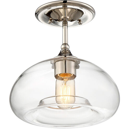 Modern 1 Light 10.75 inch Polished Nickel Semi-Flush Ceiling Light