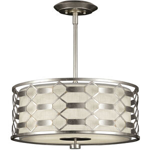 Allegretto 3 Light 24 inch Silver Pendant Ceiling Light in White Textured Linen
