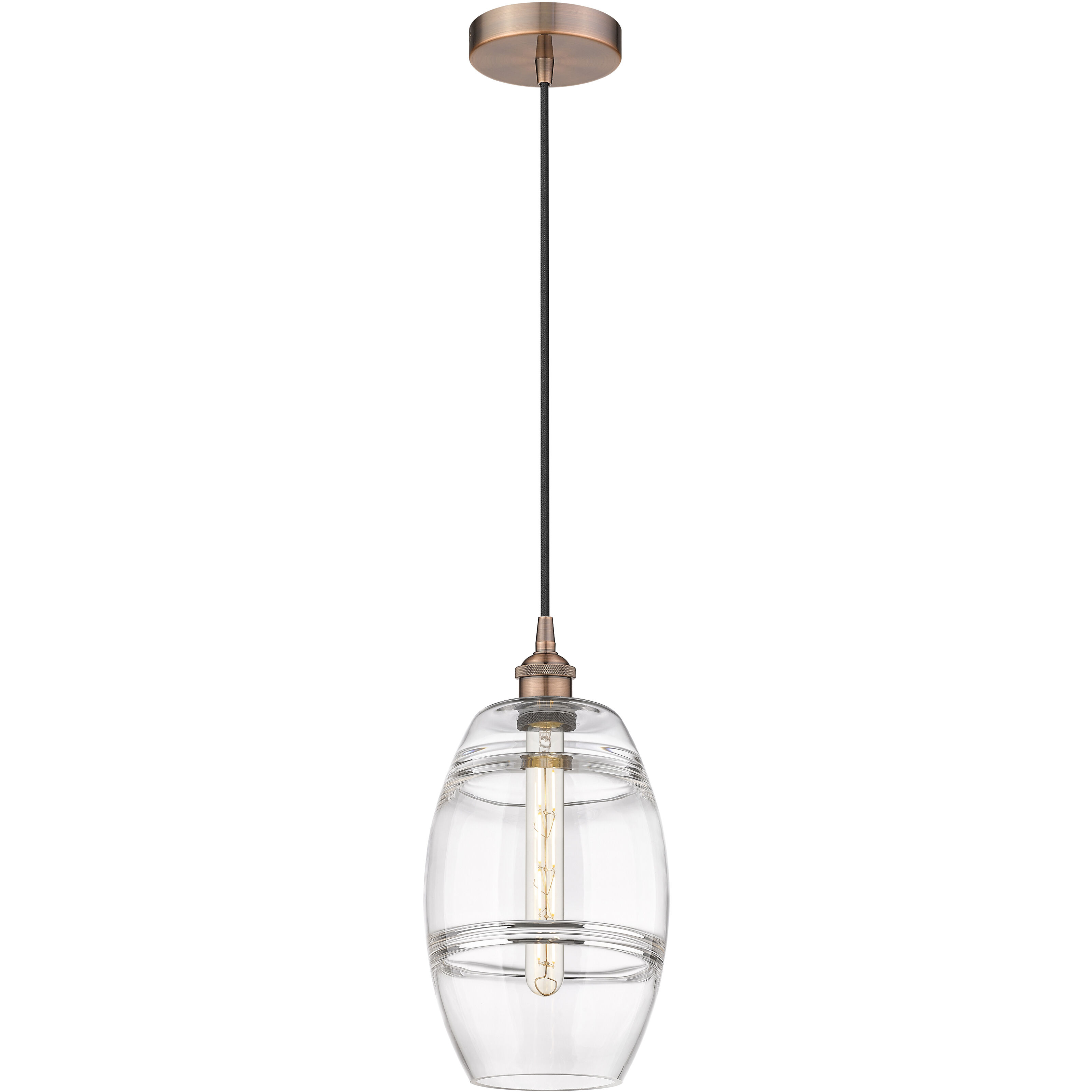 Edison Vaz 1 Light 8 inch Antique Copper Cord Hung Mini Pendant Ceiling Light