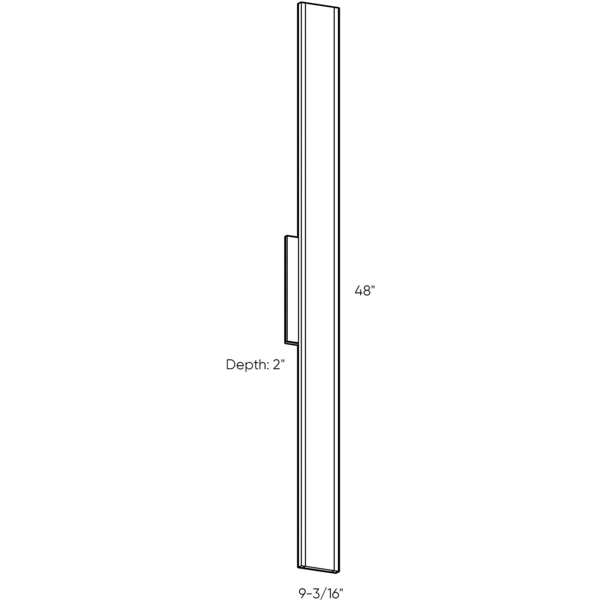 Gemini 1 Light 48 inch Black Vanity Light Wall Light, Indoor/Outdoor