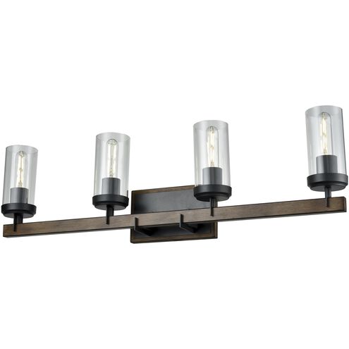 Okanagan 4 Light 32.75 inch Graphite and Ironwood on Metal Bath Vanity Wall Light