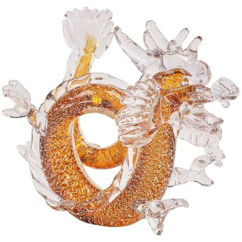 Glass Dragon 12 X 9.5 inch Sculpture, Amber