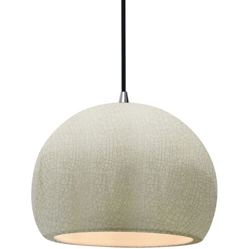 Radiance 1 Light 10 inch White Crackle and Brushed Nickel Pendant Ceiling Light