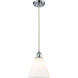 Ballston Cone LED 8 inch Polished Chrome Mini Pendant Ceiling Light in Matte White Glass, Black Textured