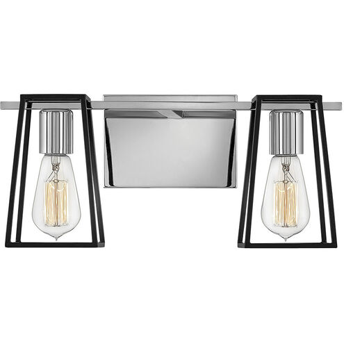 Filmore 2 Light 16 inch Chrome with Satin Black Vanity Light Wall Light