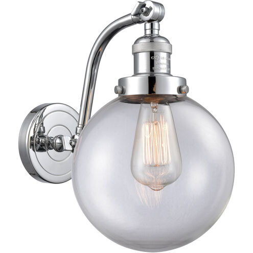 Franklin Restoration Large Beacon LED 8 inch Polished Chrome Sconce Wall Light in Clear Glass, Franklin Restoration