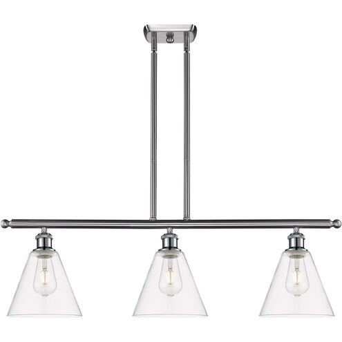 Ballston Ballston Cone LED 36 inch Brushed Satin Nickel Island Light Ceiling Light in Clear Glass
