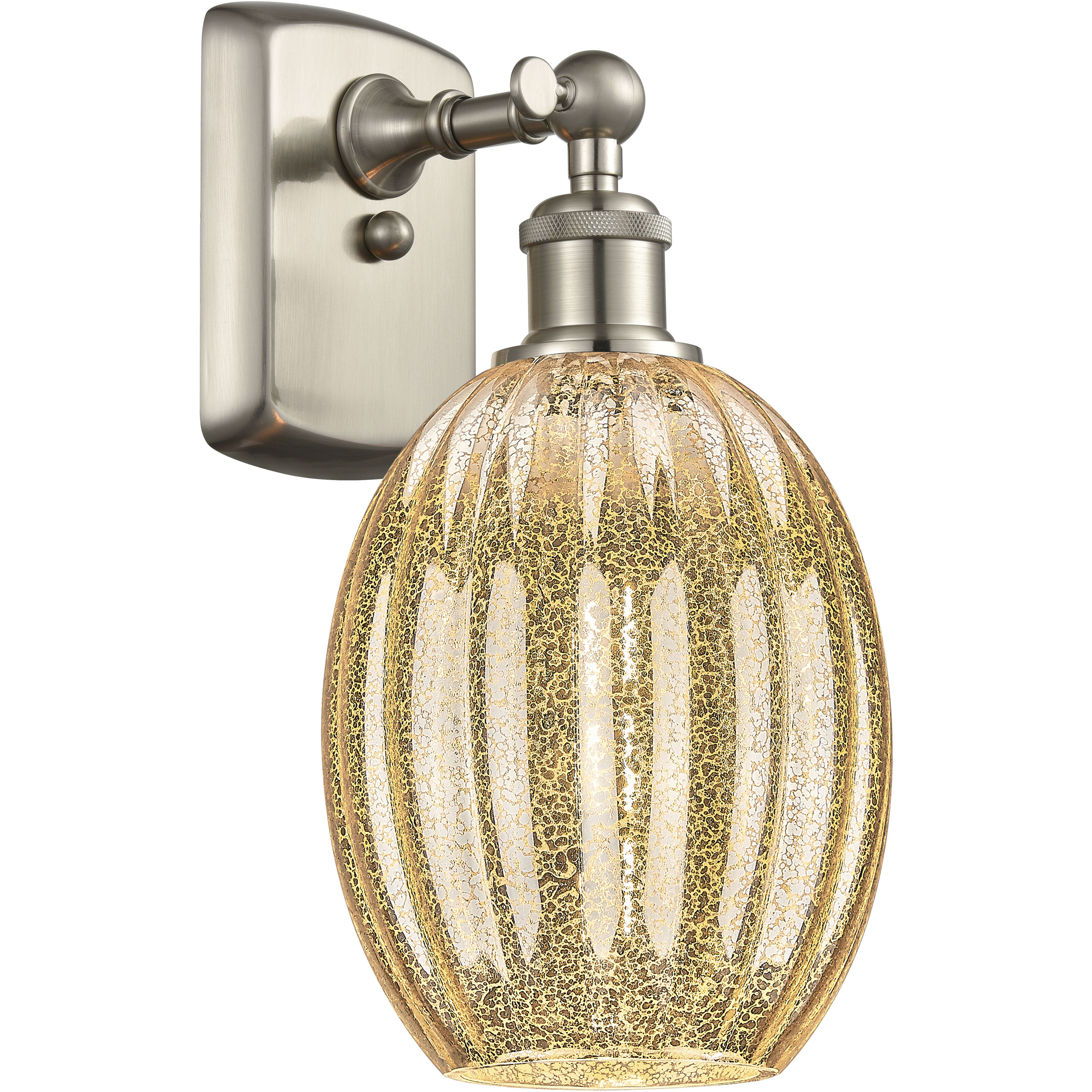 Ballston Preston Armed Sconce Wall Light in Brushed Satin Nickel, Mercury