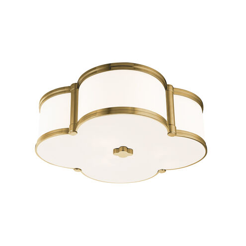 Chandler 3 Light 16.75 inch Aged Brass Flush Mount Ceiling Light