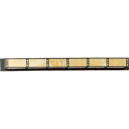 Arts and Crafts 6 Light 53 inch Weathered Bronze Bath Vanity Wall Light