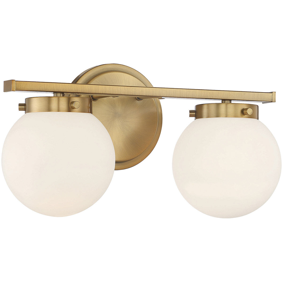 Mid-Century Modern 2 Light 16 inch Natural Brass Bathroom Vanity Light Wall Light