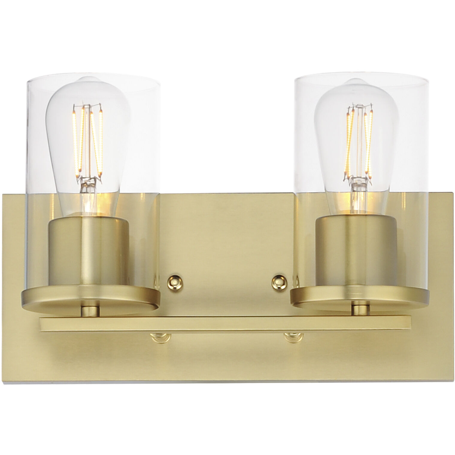 Lateral 2 Light 12 inch Satin Brass Bath Vanity Wall Light in Clear