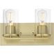 Lateral 2 Light 12 inch Satin Brass Bath Vanity Wall Light in Clear