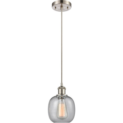 Ballston Belfast LED 6 inch Brushed Satin Nickel Mini Pendant Ceiling Light in Seedy Glass, Ballston