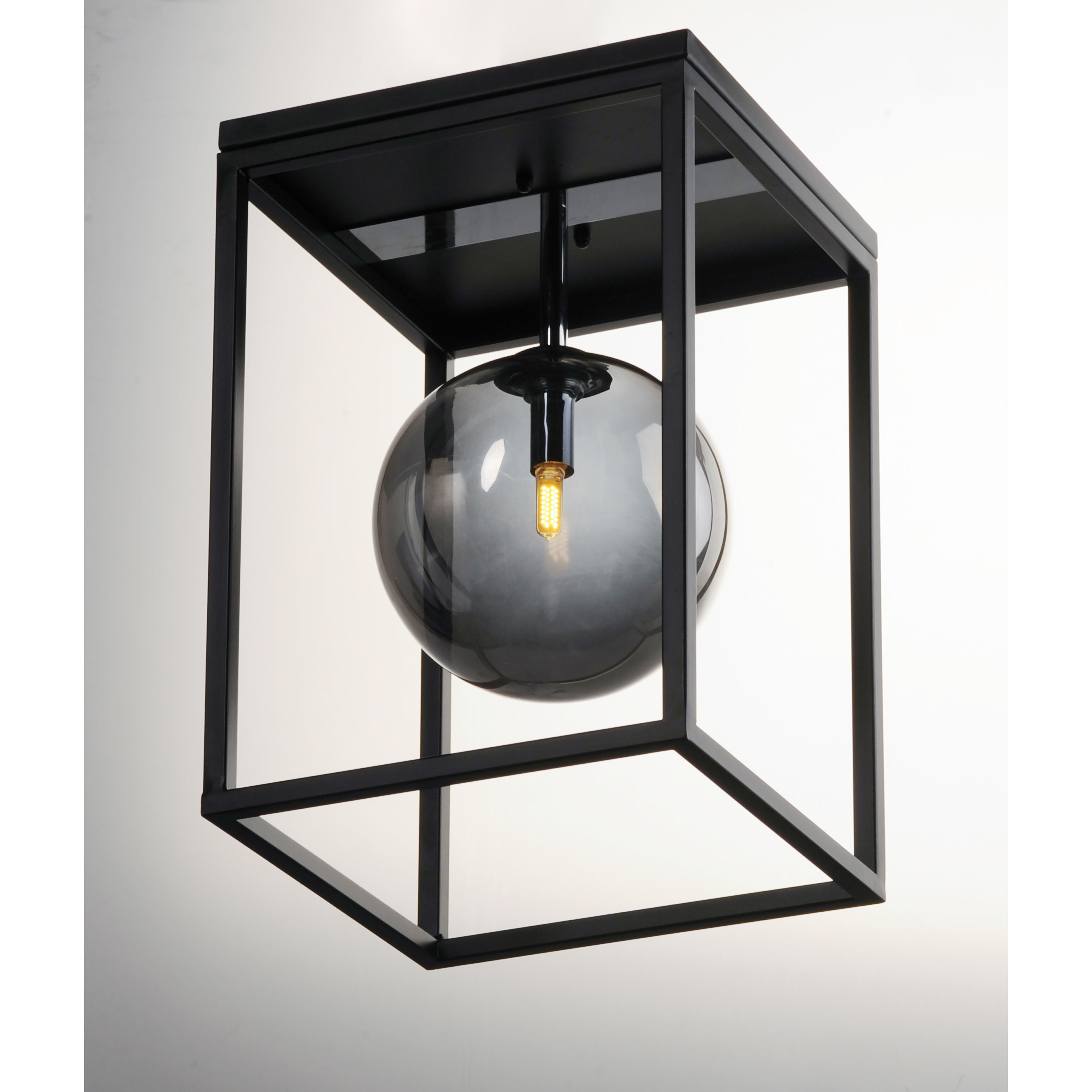 Fluid LED 9.75 inch Black/Polished Chrome Single Pendant Ceiling Light in Mirror Smoke, Black and Polished Chrome