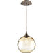 Terra 1 Light 9 inch Flat Bronze Pendant Ceiling Light in Terra Amber