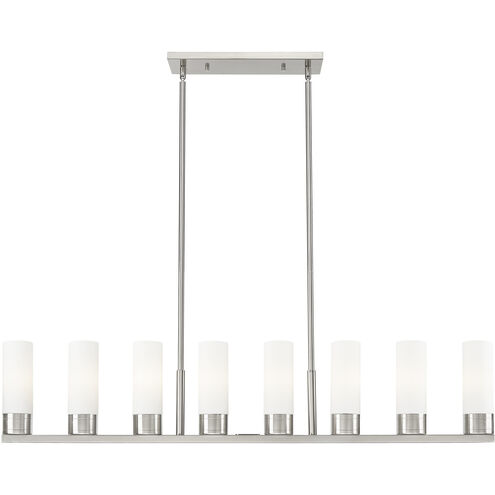Boreas Island Light Ceiling Light in Satin Nickel, White Glass