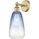Edison Brookhaven Almond Armed Sconce Wall Light in Brushed Brass, Sapphire Blue Glass