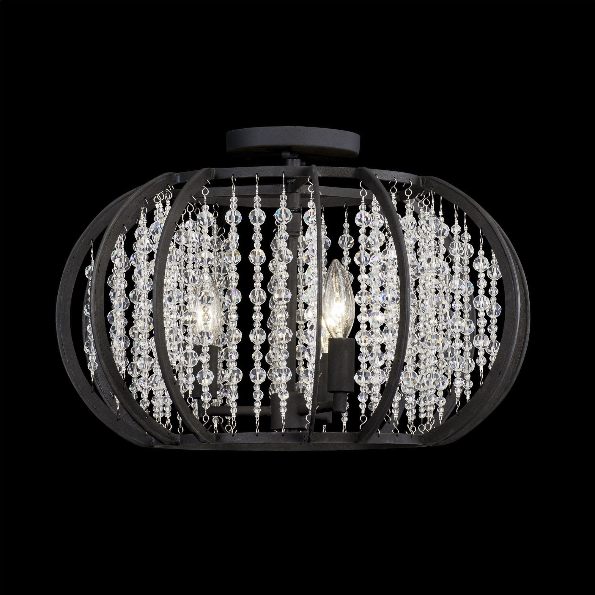 Caesar 3 Light 11 inch Carbon Semi-Flush Ceiling Light