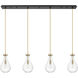 Owego 4 Light 36.63 inch Champagne Bronze Linear Pendant Ceiling Light in Clear Glass