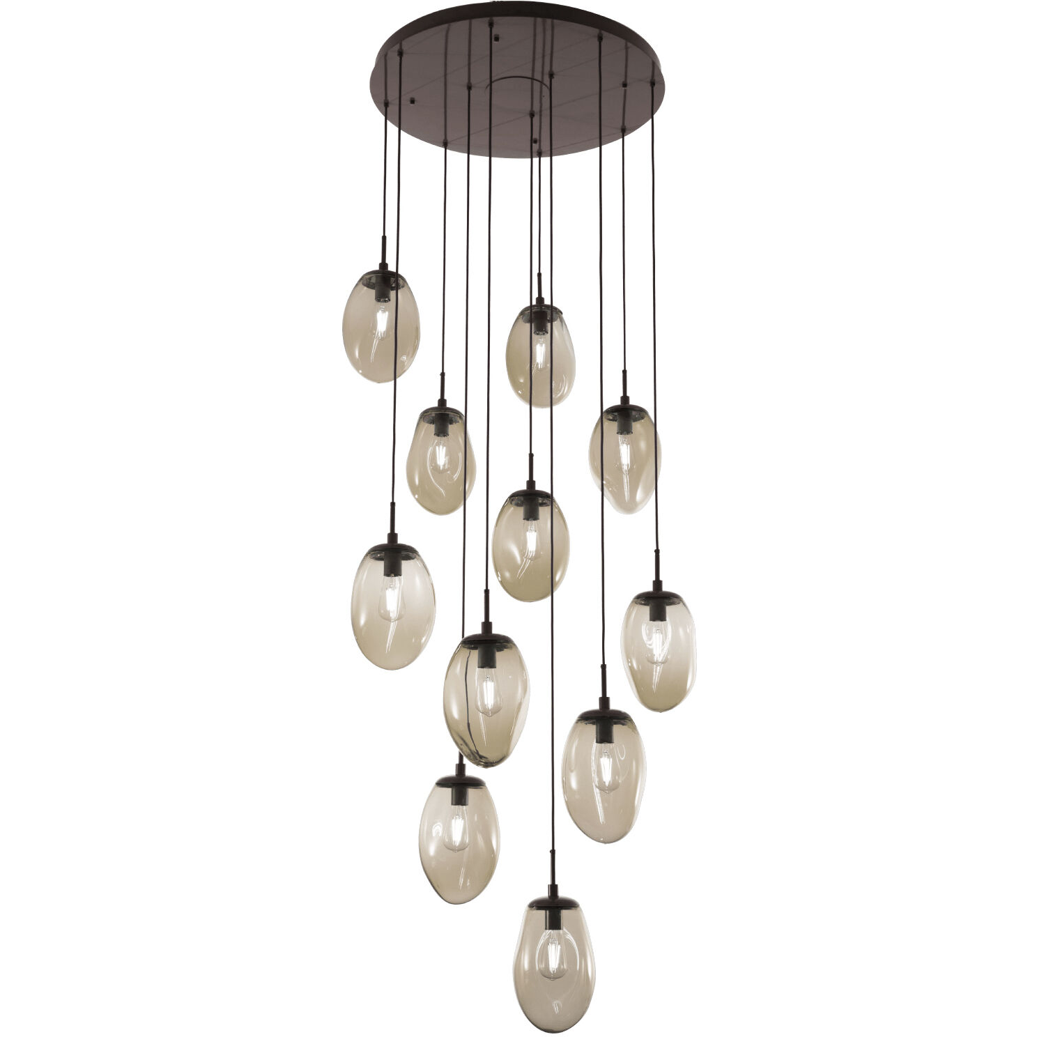 Meteo Incandescent 3 Light Beige Silver Chandelier Ceiling Light, Round Multi-Port