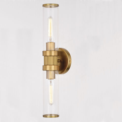 Levitt 2 Light 19.25 inch Satin Brass Bathroom Light Wall Light